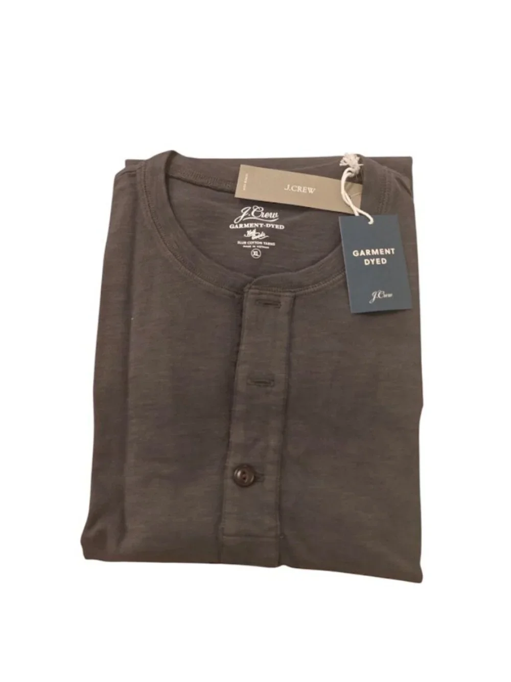 J. Crew Men's Garment Dyed Black XL Short Sleeve Henley Shirt 100 Cotton New